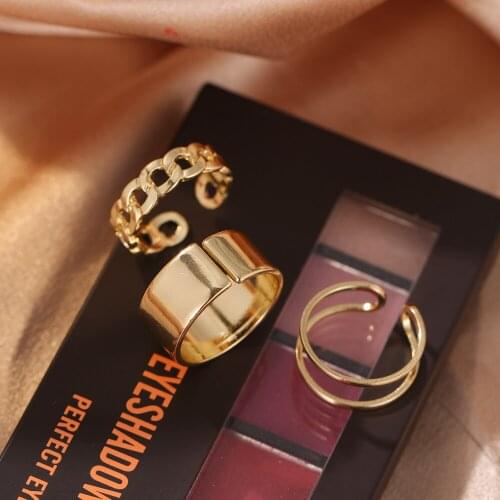 Original Design Gold Color Round Hollow Geometric Rings Set For Women Fashion Cross Twist Open Ring Joint Ring Fem Wedding Gifts