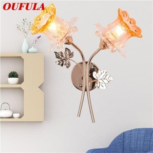 OUFULA Wall Lamps Modern Creative LED Sconces Two Lights Flower Shape Indoor For Home Bedroom