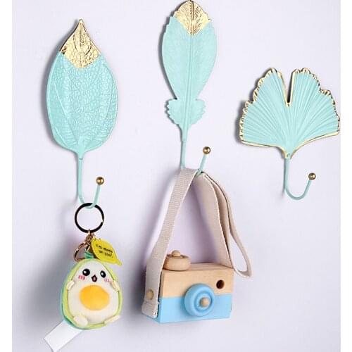 Nordic Minimalist Wall Hook Decoration Wrought Iron Hook Key Hanger Wall Hook Beautiful Leaf Shape Home Decoration Accessories