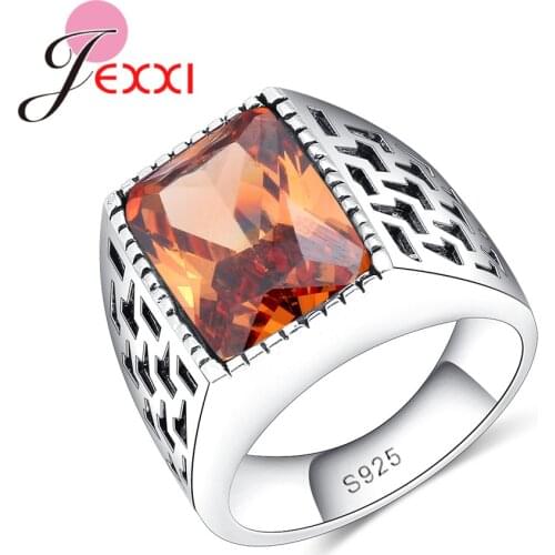 New Arrival Classic Big Crystal Hollow Wide 925 Sterling Silver Rings For Women & Man 3 Kinds Of Color Can Choose Popular