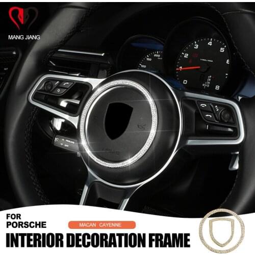 For Porsche Macan Cayenne Steering Wheel Cigarette Lighter Car Interior Decoration Year 14-19 Style Frame Stickers Accessories