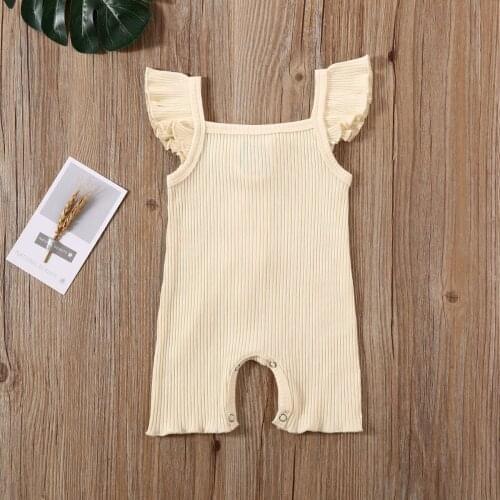Pudcoco Newborn Baby Girl Clothes Solid Color Sleeveless Knitted Cotton Romper Jumpsuit One-Piece Outfit Sunsuit Clothes