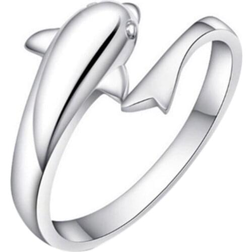New Fashion Romantic Dolphin Bay Lovers Ring Opening Adjustable Fashion Ring Dropshipping