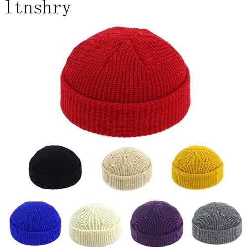 2020 Beanie Unisex Hat Ribbed Knitted Cuffed Winter Hat Warm Short Beanie Casual Solid Color Skullcap Baggy For Adult Men Beanie