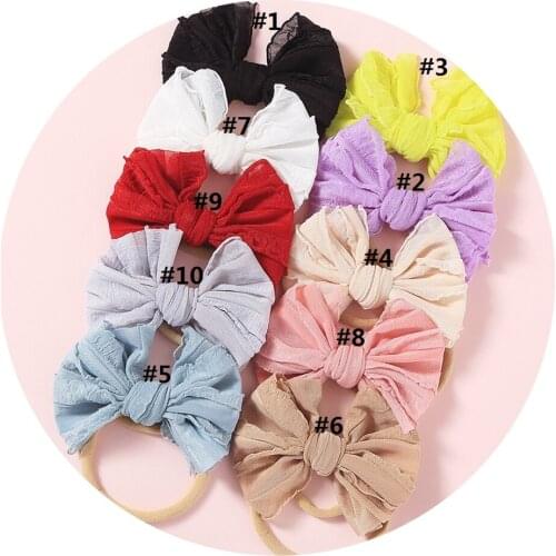 Chiffon Hair Bows For Baby Girls Elastic Hair bands Baby Accessories Bowknot Newborn Nylon Headbands Toddler Hair Accessories