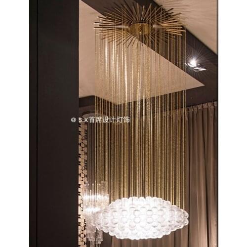 Postmodern minimalist living room bedroom cloakroom dining room duplex building golden chain villa bubble ball chandelier