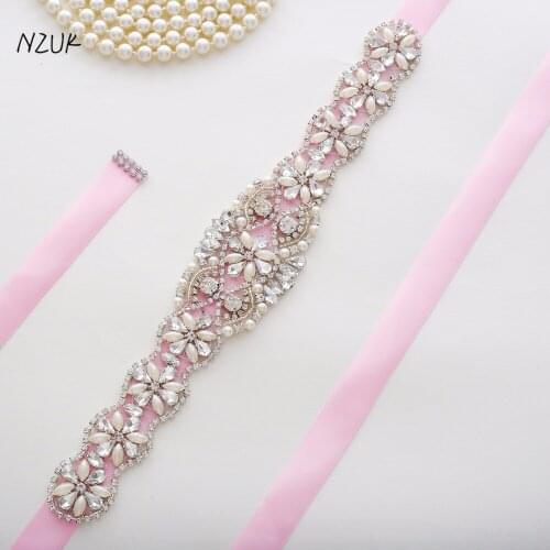 Pearls Wedding Belt Handmade Crystal Bridal Sash Silver Rhinestones Bridal Belt Sash For Wedding Dresses Y130S