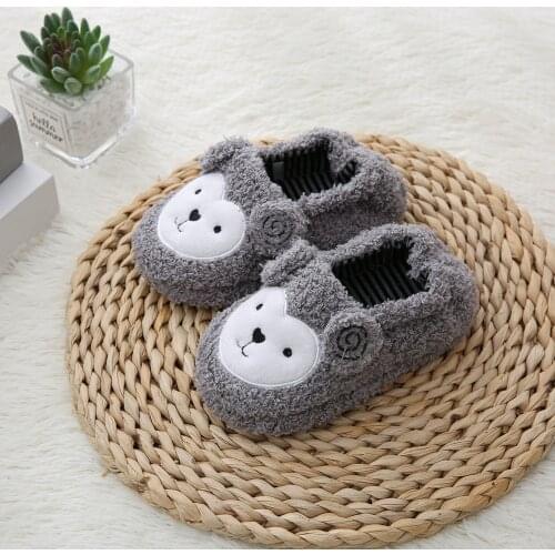 New Toddler Boy Slippers Cartoon sheep Plush Warm Shoe Little Kid Loafers Winter House Shoes Girl Soft Rubber Sole Home Footwear