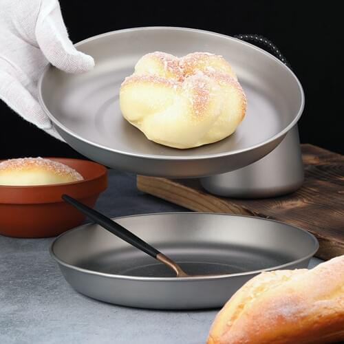 Lixada 700ml /500ml/350ml/200ml Titanium Plate Ultralight Dinner Fruit Plate Frying Pan for Outdoor Camping Hiking Picnic BBQ