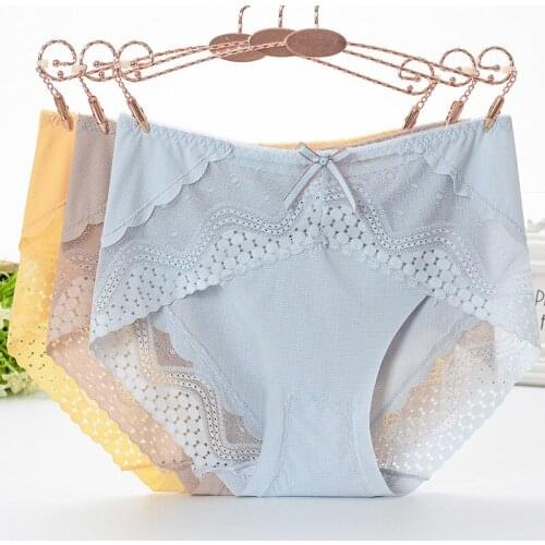 Ultra-thin Seamless Ice Silk Panties Womens Lace Ladies Summer Thin Cotton Crotch High-waist Briefs women underwear set 10pcs