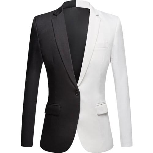 Mens Suit Blazers Singer Host Concert Stage Outfits Wedding Party Dresses Party Prom Dress Tuxedo Costume Black and White jac