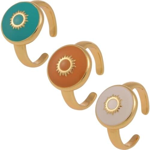 2021 New Arrival Candy Colors Dripping Oil Open Finger Rings For Women Trendy Luxury Gold Adjustable Jewelry Gift