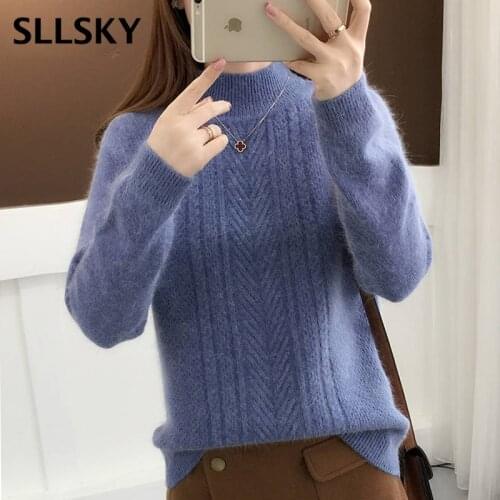 Sllsky Half-Turtleneck Knitted Sweater Women Casual Basic Long Sleeve Female Pullovers 2020 Autumn Winter Warm Solid Sweater