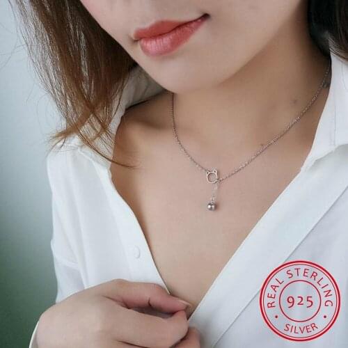 Korea Cute Cat Ears Bells Pendant Sweet Fresh Creative 925 Sterling Silver Clavicle Chain Female Necklace Colar Collier