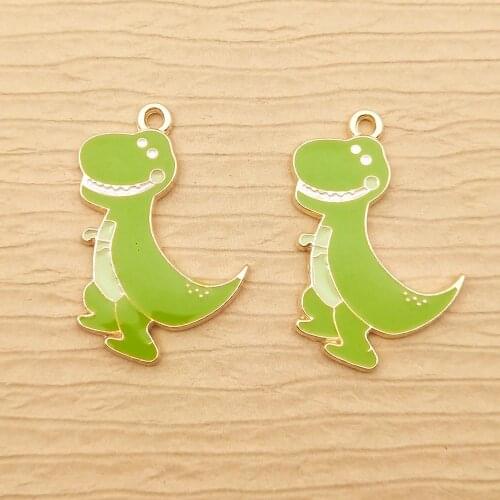 10pcs 19x28mm enamel dinosaur charm for jewelry making crafting fashion earring charms necklace pendants bracelet charm