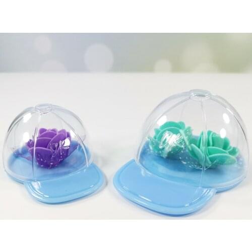 12Pieces Kawaii Hat Cup Pattern Plastic Candy Boxes Wedding Gifts Box Baby Shower Kids Birthday Christmas Party Supplies Cases