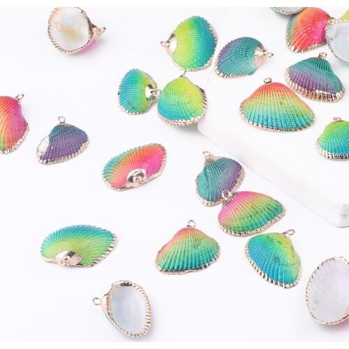 2pcs Natural Sea Shell Gold Threaded Conch Charms Ocean Pendants For Jewelry Making Beads DIY Earring Bracelet Necklace Pendant