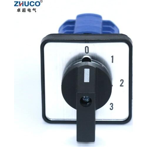 ZHUCO SZW26/LW26-20 0-1-2-3 3 Phase Changeover Switch 4 Position Selector Switch 64X64 48X48 mm Panel Mount Cam Switch