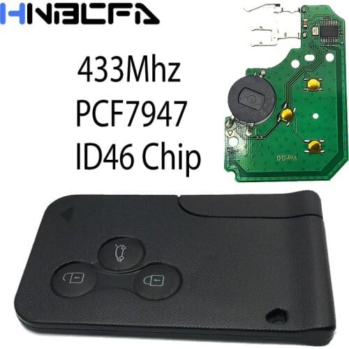 3 Buttons 433Mhz Car remote Key Fob For Renault Megane 2 3 Grand Scenic 2003 2004 2005 2006 2007 2008 With ID46 PCF7947 Chip