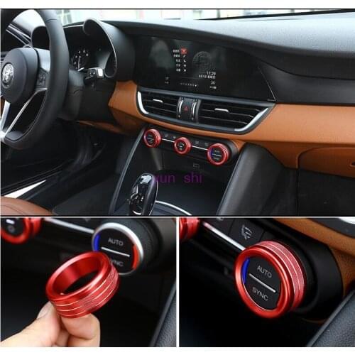 3 pcs 3 Color Car Air Conditioning Volume Knob Decoration Sticker Car-styling For Alfa Romeo Stelvio Giulia 2017 accessories