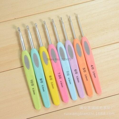 50set 8pcs Colorful Knitting Needles Soft Plastic Handle Alumina Crochet Hooks Knitting Needles Set Sewing Tools