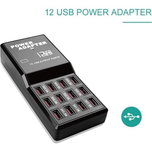 60W 12 Port Fast Charging Phone Tablet Computer USB Charger Station Adapter for Mobile Phone Tablet Charging Station