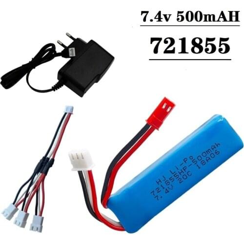 7.4V 500mAh Lipo Battery charger set for WLtoys A202 A212 A222 A232 A242 A252 4WD Remote control high speed toy cars 721855HP