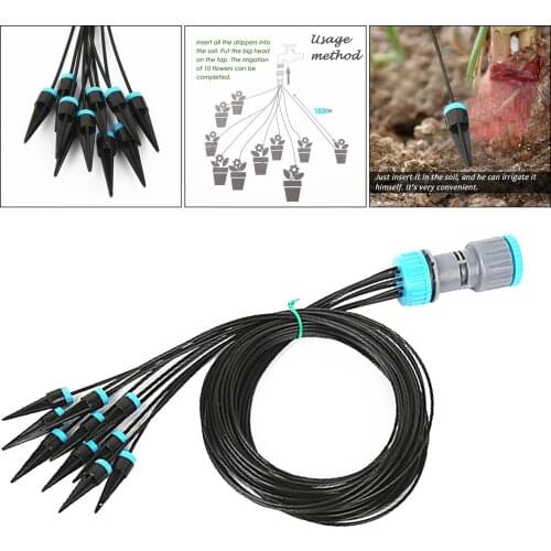 Automatic 10-Nozzle Drip Irrigation System Kit Set for Watering Garden Lawn Planting Plant Potted Plants Flowerpot Equipment