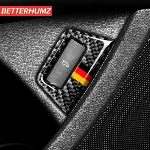BETTERHUMZ Carbon Fiber Rear Trunk Button Switch Panel Protection Auto Sticker Decals Strip Trim For Audi Q7 2008-2015 Accessor
