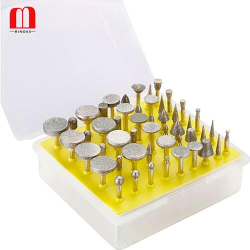 BINOAX 50pcs/set Diamond Coated Grinding Grinder Head Glass Burr For Dremel Rotary Tools