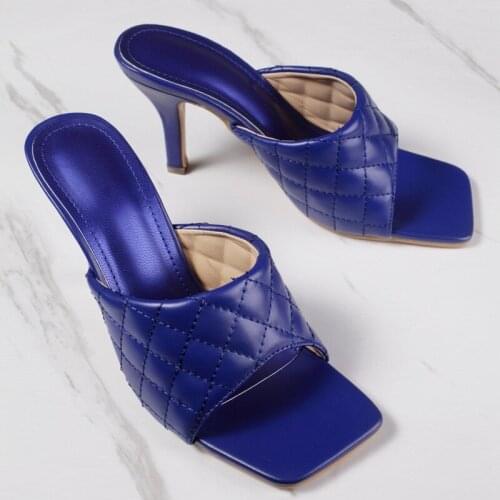 High Heels Sandals Women summer shoes 2020 PU Leather Sandal Ladies shoes Plaid Brand Female slides Superstar 8 colors