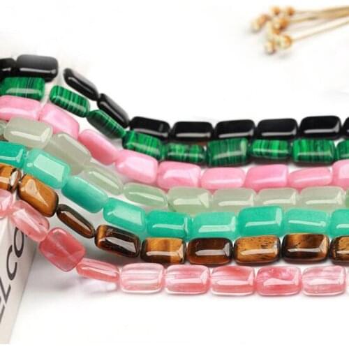 Natural Stone Loose Beads High Quality 13x18mm Rectangle Shape DIY Gem Necklace Bracelet Jewelry Making Accessories 22Pcs wk254
