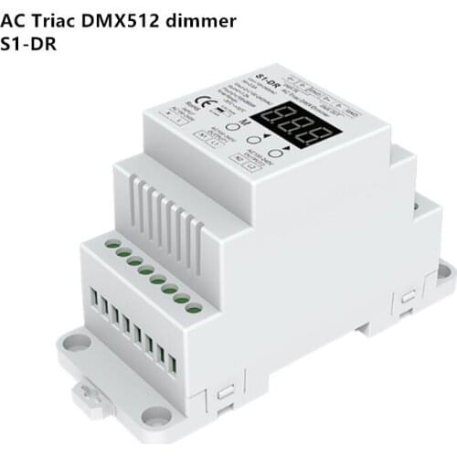DMX Dimmer DIN rail AC100-240V 288W 2 Channel Triac , Dual channel output Silicon DMX 512 controller S1-DR