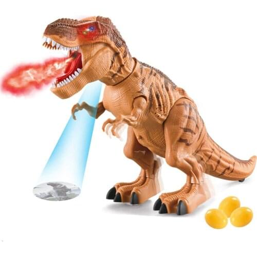 Electronic Dinosaur Toy Simulated Flame Spray Tyrannosaurus T-Rex Walking Dinosaur Toy Water Spray Red Light & Realistic Sounds