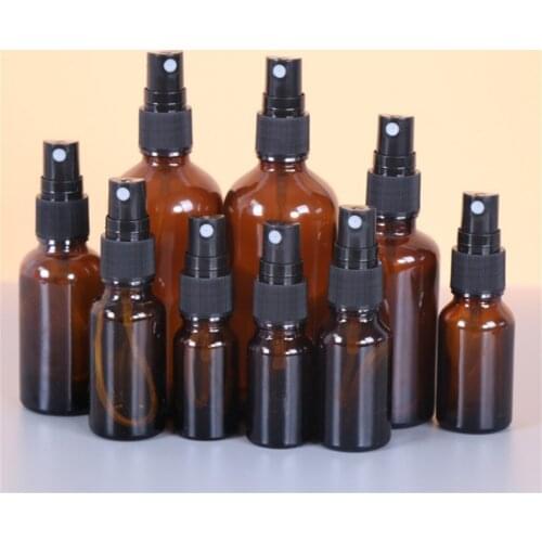 5-100ML Mini Spray Bottle Beauty Empty Amber Glass Bottles Essential Oil Mist Spray Container Case Refillable Travel Bottle