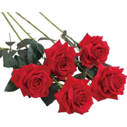 Flannel Rod Rose Flower Long Branch Simulation Big Flower High Quality Artificial Flower Ndoor Living Room Flower Arrangement