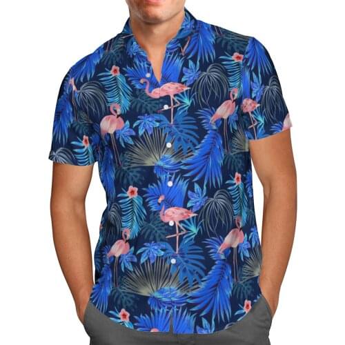 Bird Weeds 3D Beach Hawaiian 2021 Summer Blue Shirt Short Sleeve Shirt Streetwear Oversized 5XL Camisa Social Chemise Homme
