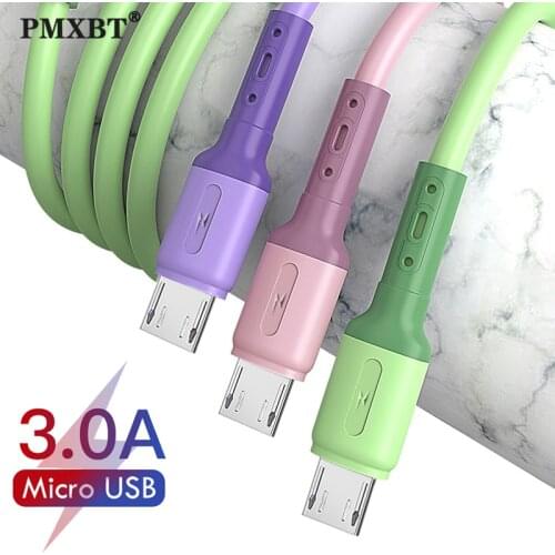 Micro USB Cable 3A Fast Charging Liquid Soft Silicone Cable For Samsung S6 Xiaomi Android Mobile Phone Microusb Charge Data Cord