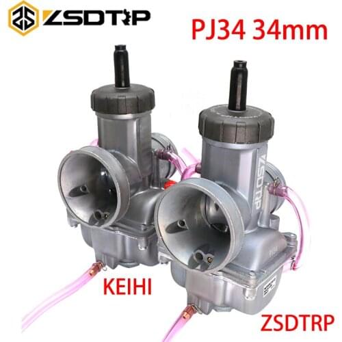 ZSDTRP Motorcycle PJ34 34mm Carburetor Keihin Oval Slide Fuel Carb For 2T Engine Dirt Bike Pit Bike ATV