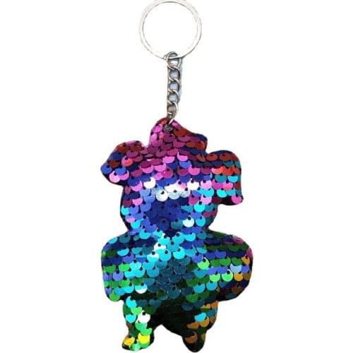 Creative Cute Chinese Pig Double-sided Reflective Colorful Love Bag Pendant Keychain Jewelry Accessories