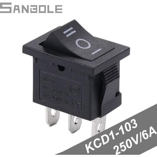 Rocker Switch Ship Type KCD1-103 Black Electric Power Boat Shaped Switches 3 Foot 3 Positions 6A/250V 10A/125V (30PCS)
