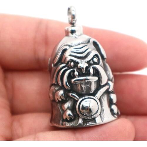 Unisex 316L Stainless Steel Cool Motorcycle Bulldog Biker Rider Bell Pendant Newest