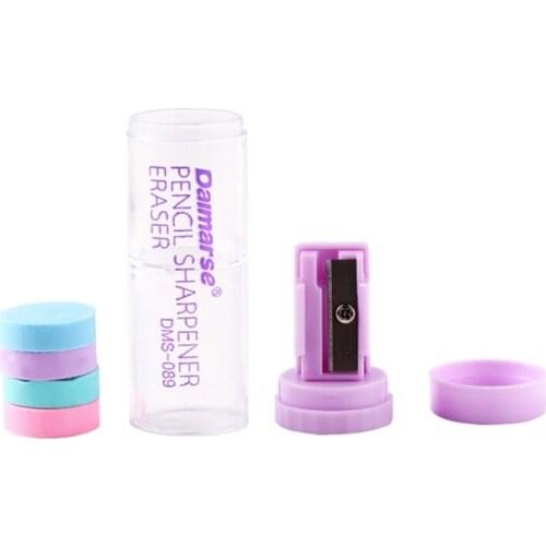 Candy Color Eraser Pencil Sharpener 2-in-1 Random Color for Children Student Boy Girl Back to School Gift Stationery