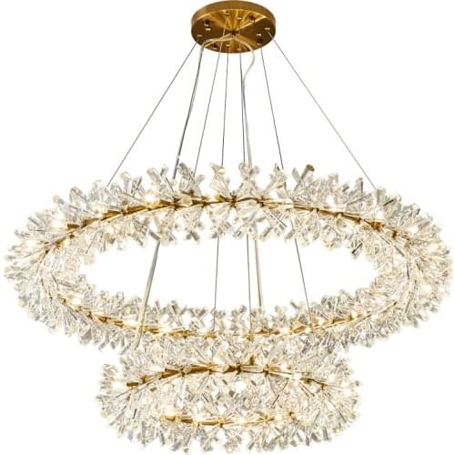 Chandelier Crystals Luxury Ring Decoration Golden Hanging Lamp for Dining Living Room crystal corridor pendant light LED 220V