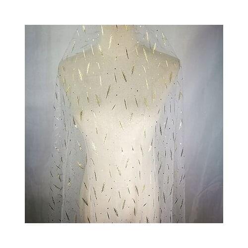 The new small leaf gilt silver nylon mesh soft cloth lace dress skirt dress curtain fabric