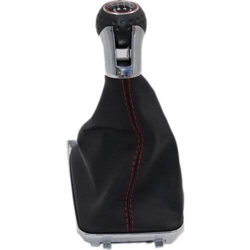 Chrome & Leather Car Shift Gear Knob Lever Gaitor Boot Cover For VW Golf 7 A7 MK7 GTI GTD 2013 2014 2015 2016 2017 2018