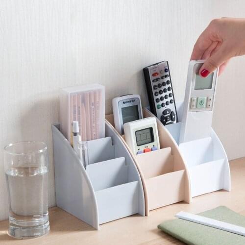 Desktop Plastic Storage Box for Remote Control Phone Cosmetic Organizer Makeup Brush Remote Control Holder Storage Rack Shelf