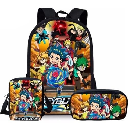 New Fashion Beyblade Burst Game 3Pcs Set Printed Man Large Backpack Orthopedic Schoolbags Beyblade Burst Game School Bag Gifts