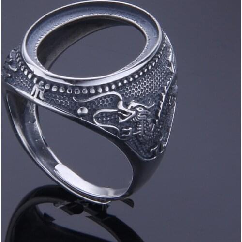 15*20mm 925 STERLING SILVER men dragon Semi Mount Bases Blanks base blank Pad ring Setting wedding jewelry findings diy A4969
