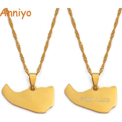 Anniyo Somaliland Map Pendant Necklaces Gold Color Jewelry Gift #022621